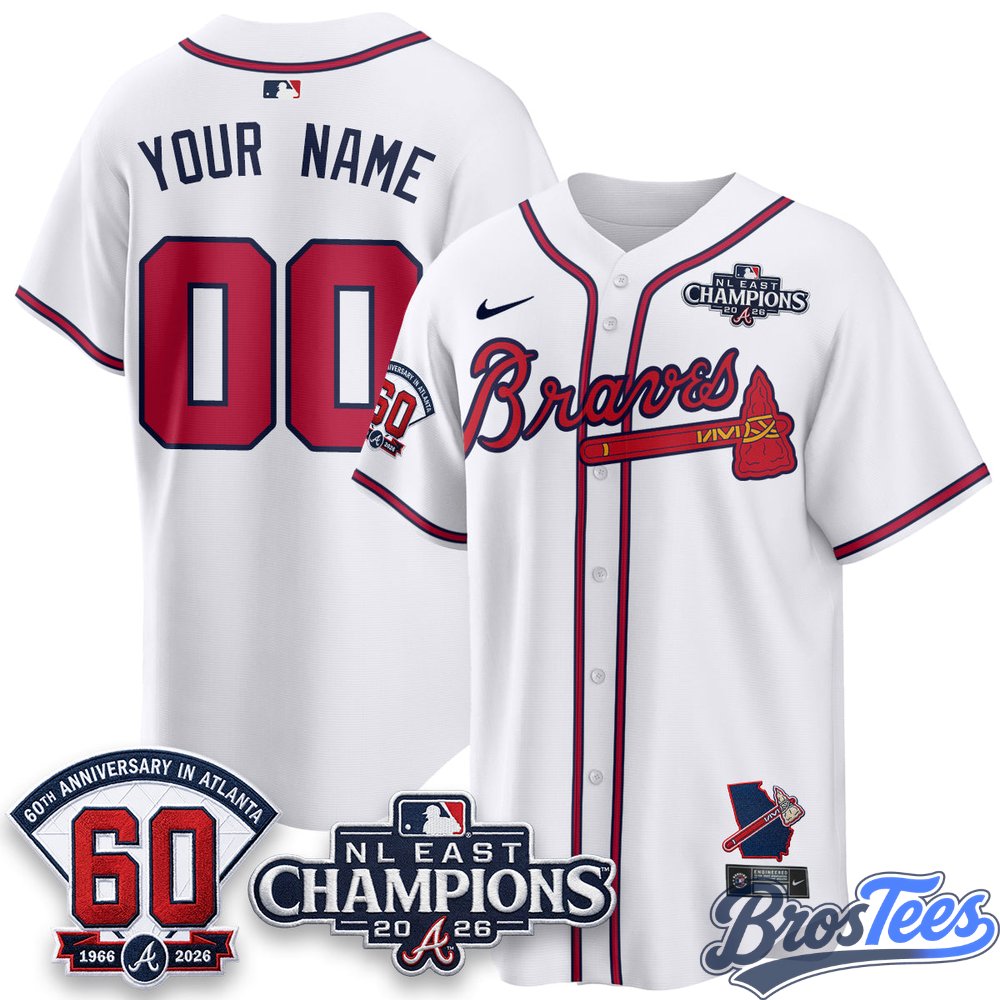Atlanta Braves 2026 NL East Champs Vapor Custom Jersey - Stitched