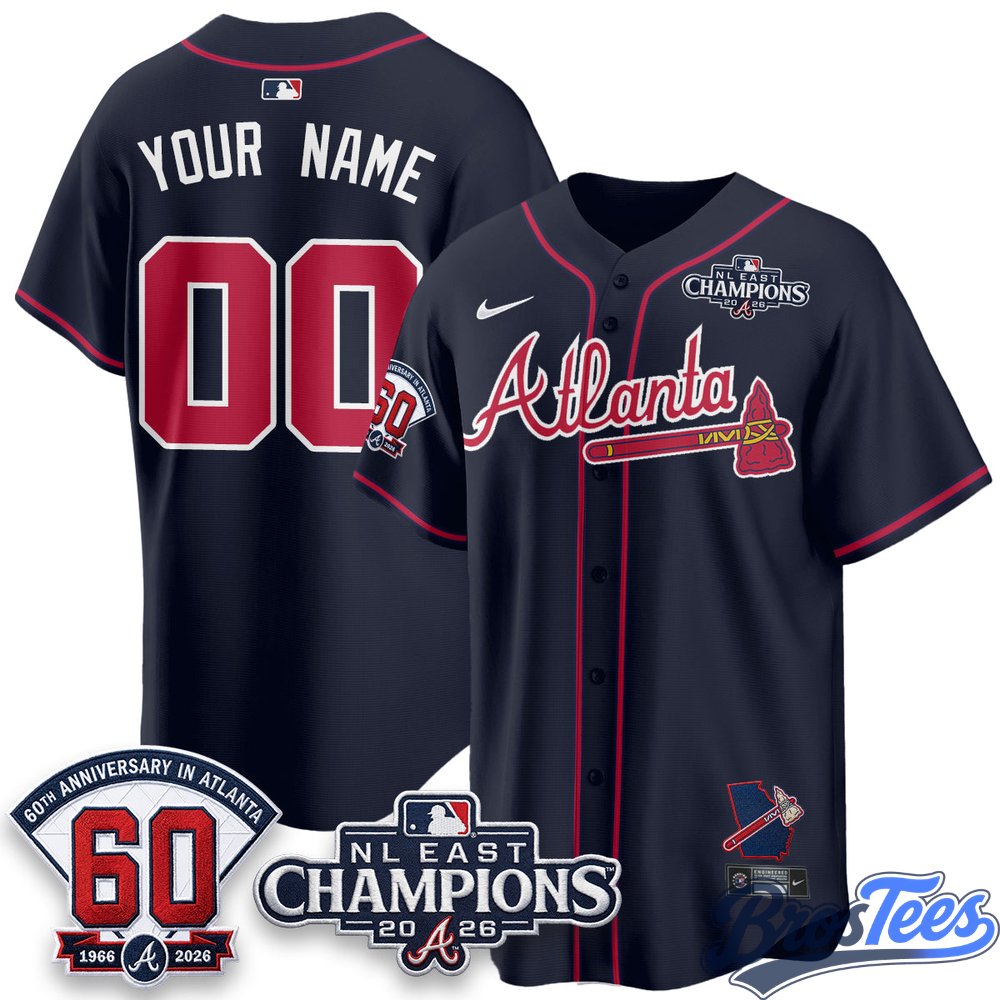 Atlanta Braves 2026 NL East Champs Vapor Custom Jersey - Stitched
