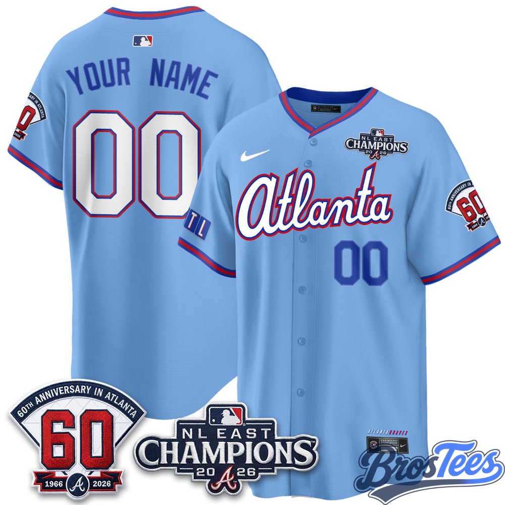 Atlanta Braves 2026 NL East Champs Vapor Custom Jersey - Stitched