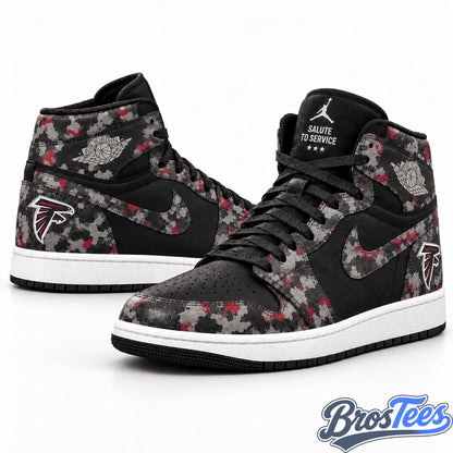 Atlanta Falcons 2026 Salute to Service Black Camo AJ1 High Top Shoes