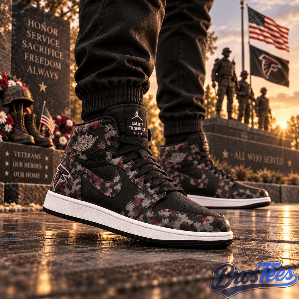 Atlanta Falcons 2026 Salute to Service Black Camo AJ1 High Top Shoes