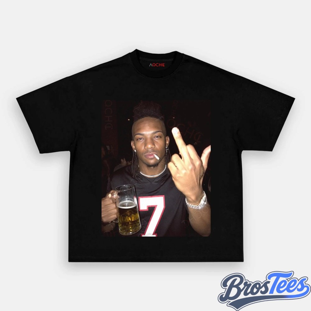 Atlanta Falcons Bijan Robinson Drinking & Middle Finger Tee