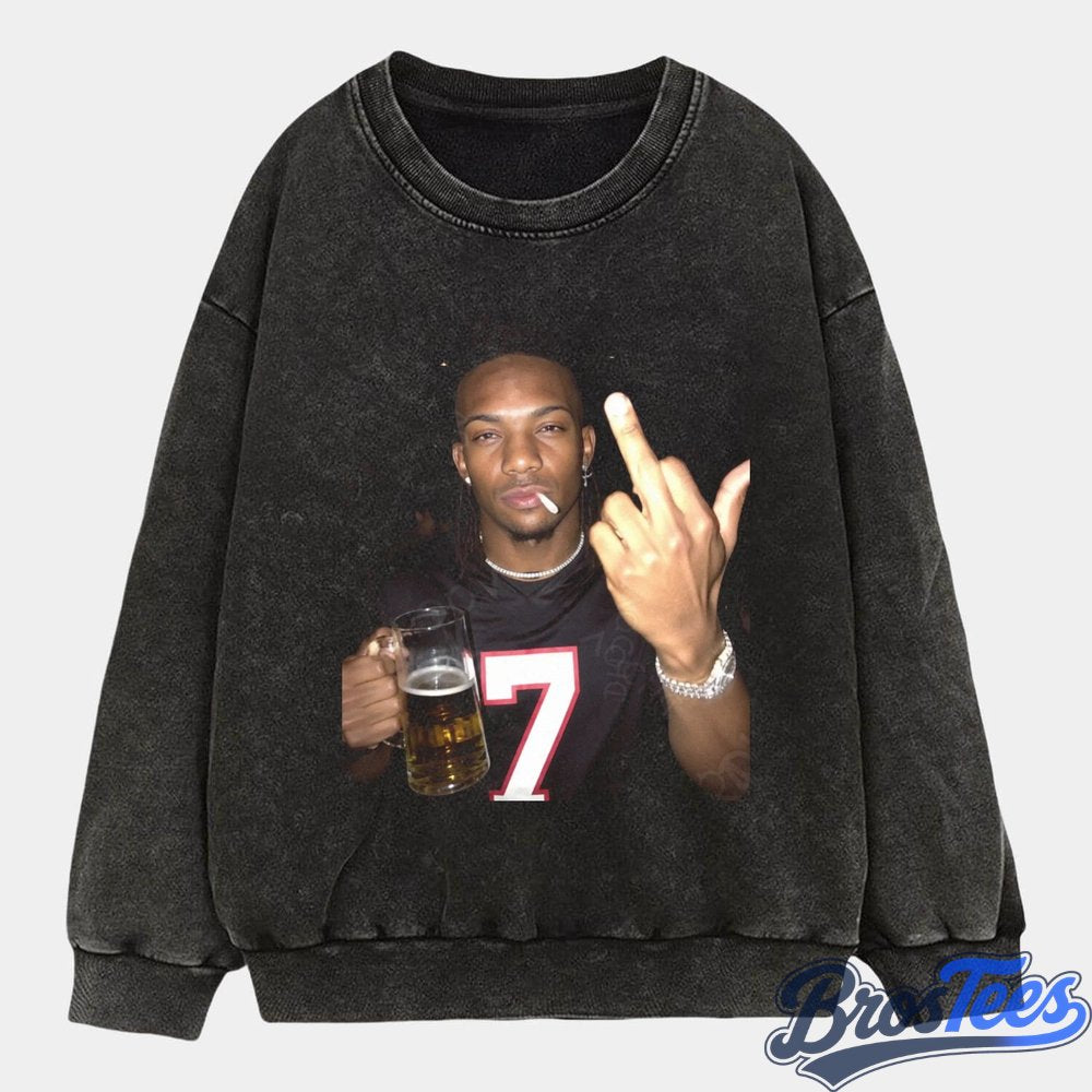 Atlanta Falcons Bijan Robinson Drinking & Middle Finger Tee