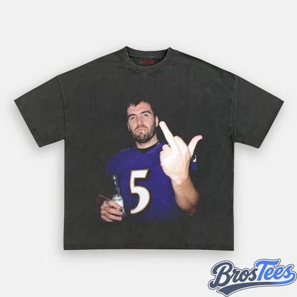 Baltimore Ravens Joe Flacco Drinking & Middle Finger Tee