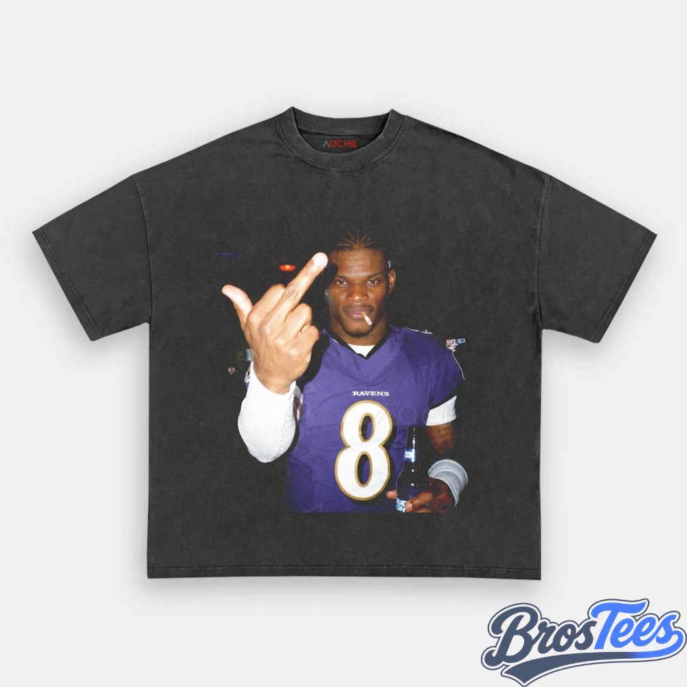 Baltimore Ravens Lamar Jackson Drinking & Middle Finger Tee