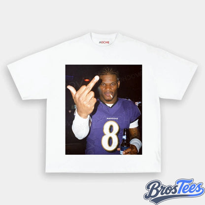 Baltimore Ravens Lamar Jackson Drinking & Middle Finger Tee