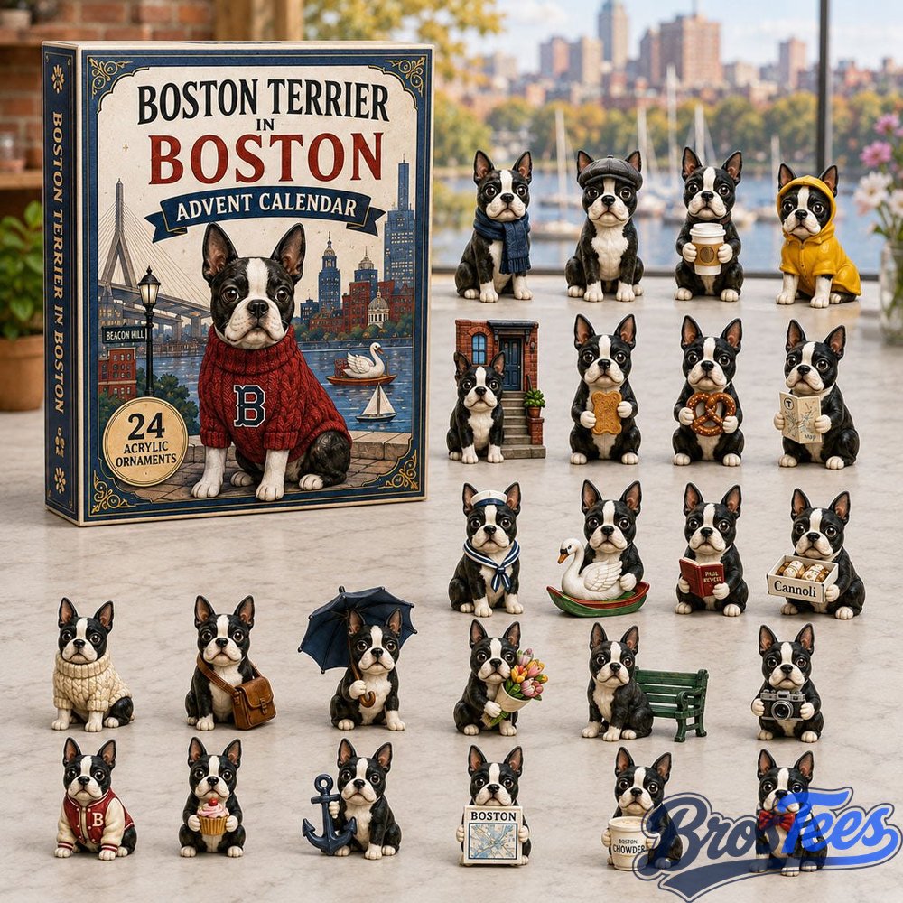Boston Terrier In Boston Advent Calendar 2026 - 24-Day Countdown, Acrylic Charms