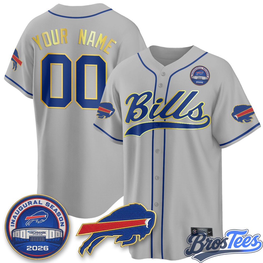Buffalo Bills 2026 Gold Trim Baseball Edition Vapor Custom Jersey - Stitched