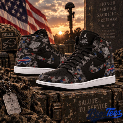 Buffalo Bills 2026 Salute to Service Black Camo AJ1 High Top Shoes