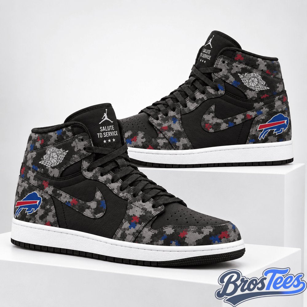 Buffalo Bills 2026 Salute to Service Black Camo AJ1 High Top Shoes