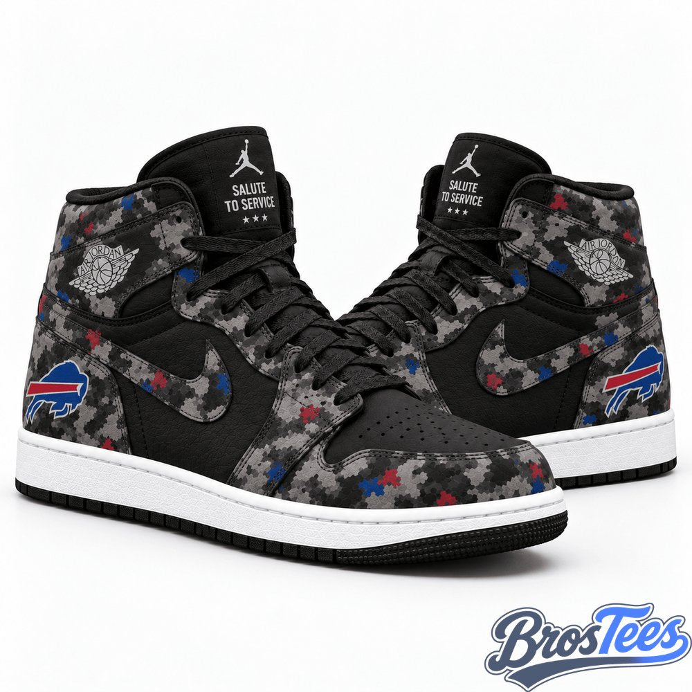 Buffalo Bills 2026 Salute to Service Black Camo AJ1 High Top Shoes