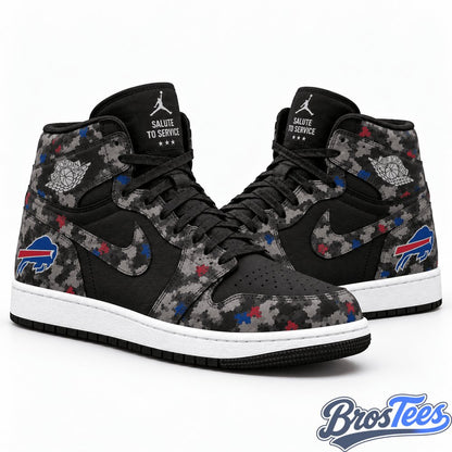 Buffalo Bills 2026 Salute to Service Black Camo AJ1 High Top Shoes