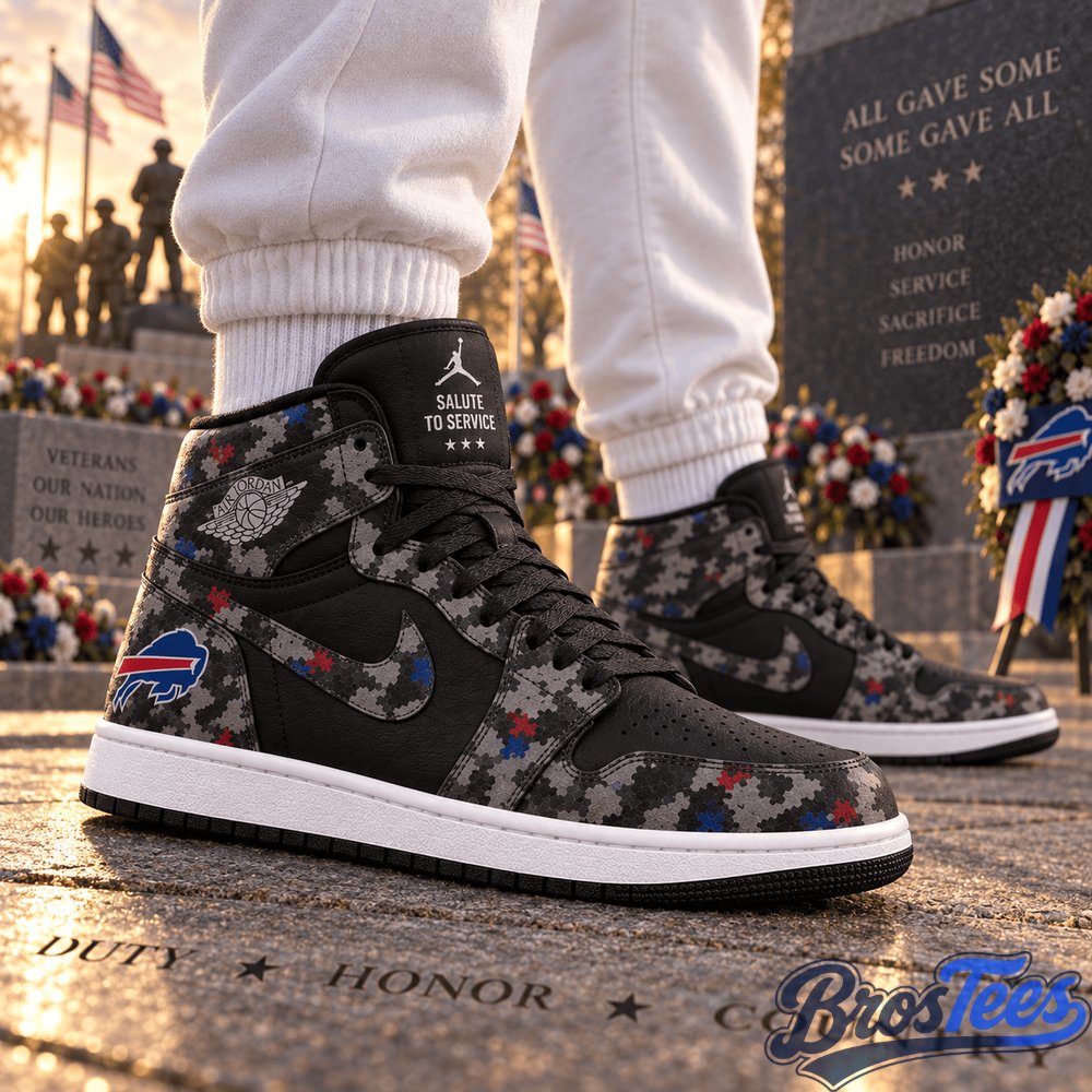 Buffalo Bills 2026 Salute to Service Black Camo AJ1 High Top Shoes