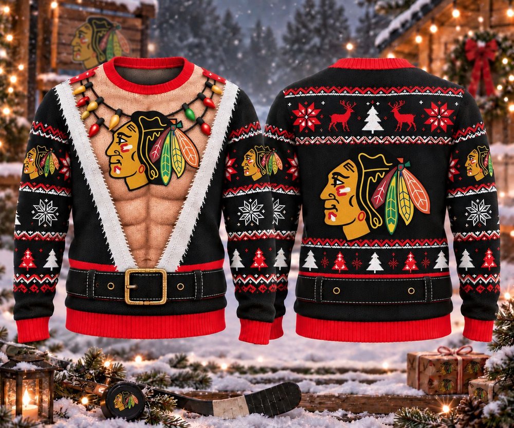 Chicago Blackhawks Funny Body Christmas Ugly Sweater
