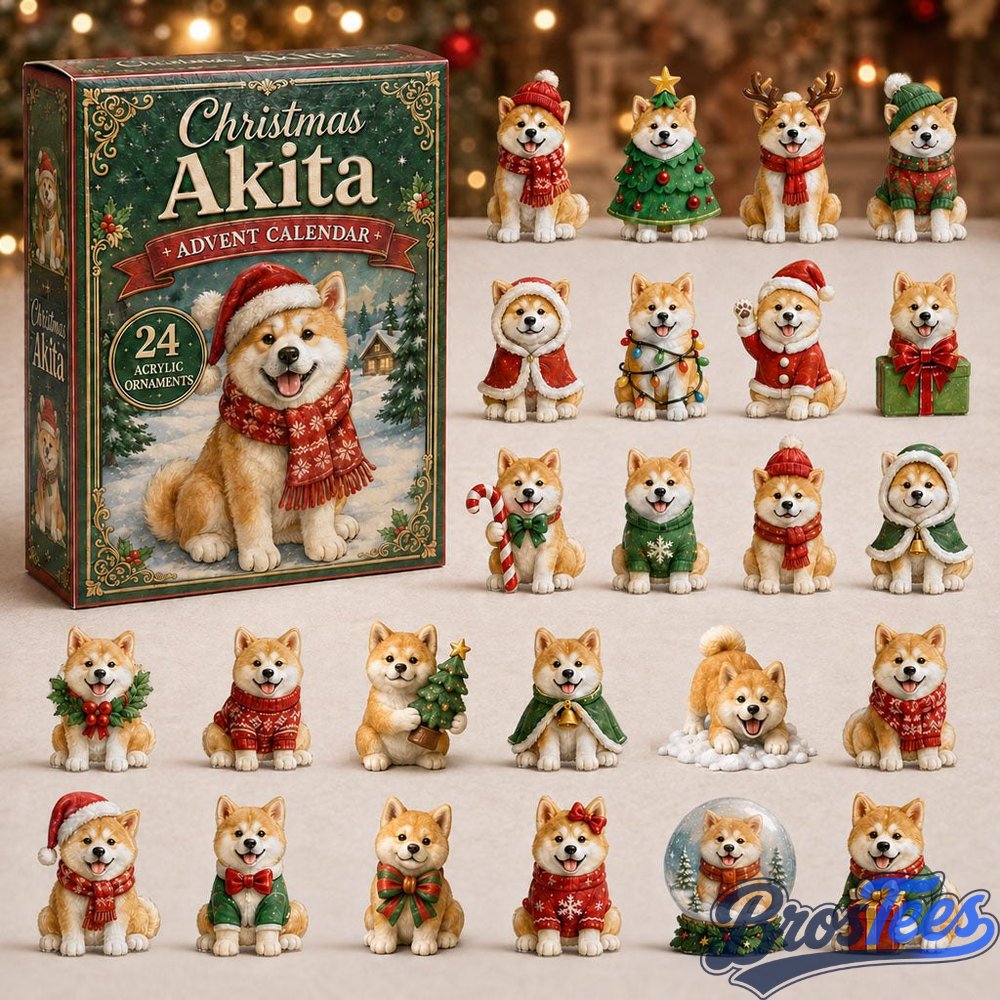 Christmas Akita Advent Calendar 2026 - 24-Day Countdown, Acrylic Charms