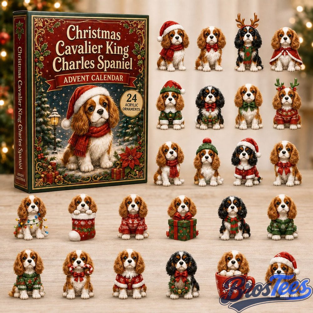 Christmas Cavalier King Charles Spaniel Advent Calendar 2026 - 24-Day Countdown, Acrylic Charms