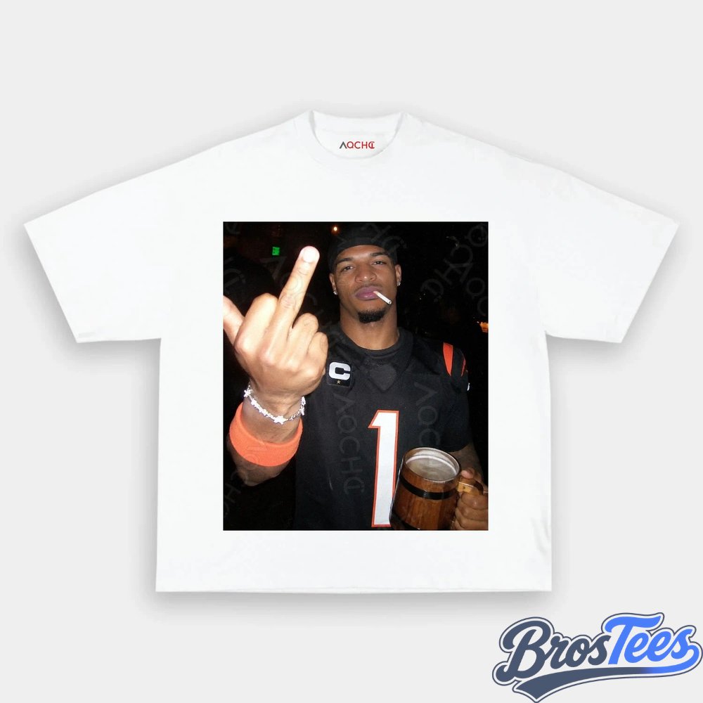 Cincinnati Bengals Ja'Marr Chase Drinking & Middle Finger Tee