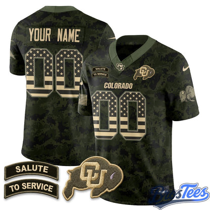 Colorado Buffaloes 2026 Salute to Service Vapor Custom Jersey - Stitched
