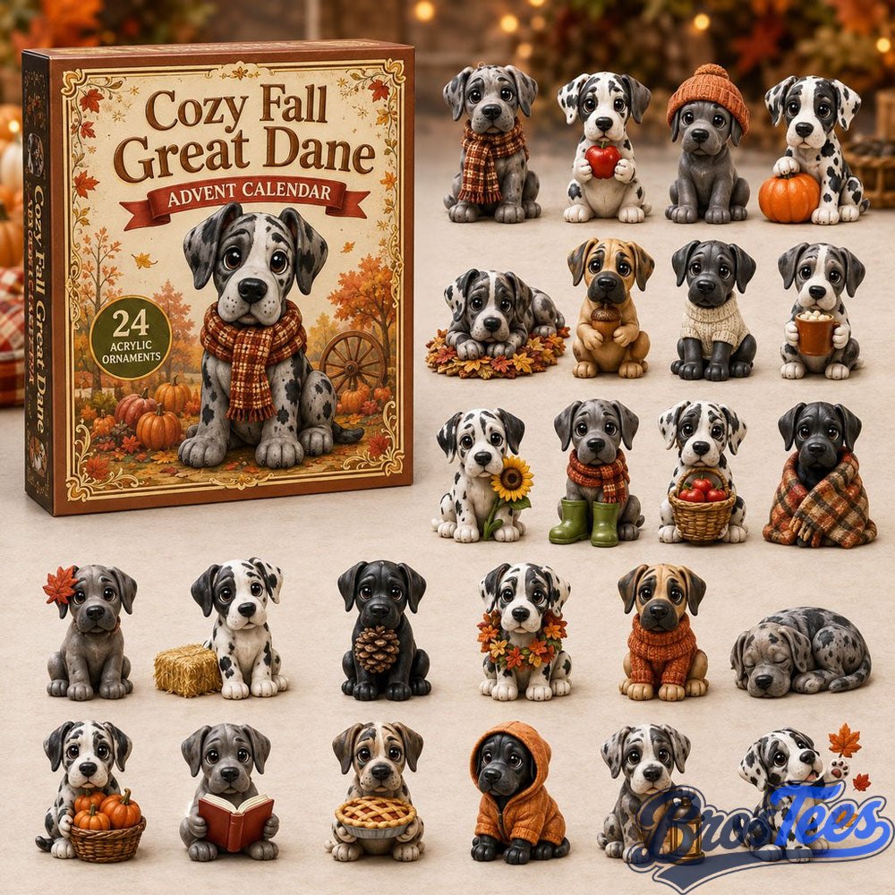 Cozy Fall Great Dane Advent Calendar 2026 - 24-Day Countdown, Acrylic Charms