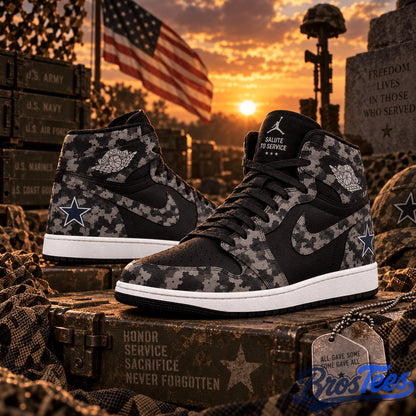 Dallas Cowboys 2026 Salute to Service Black Camo AJ1 High Top Shoes