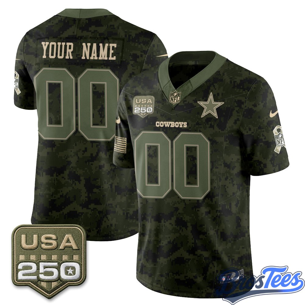 Dallas Cowboys 2026 Salute to Service Camo Custom Football Jersey