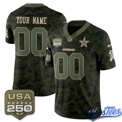 Dallas Cowboys 2026 Salute to Service Camo Custom Football Jersey