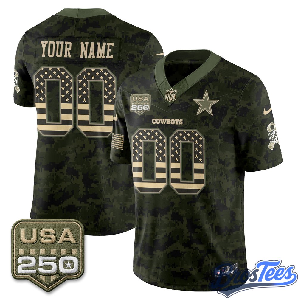 Dallas Cowboys 2026 Salute to Service Camo Custom Football Jersey