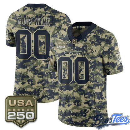 Dallas Cowboys 2026 Salute to Service Camo Custom Football Jersey