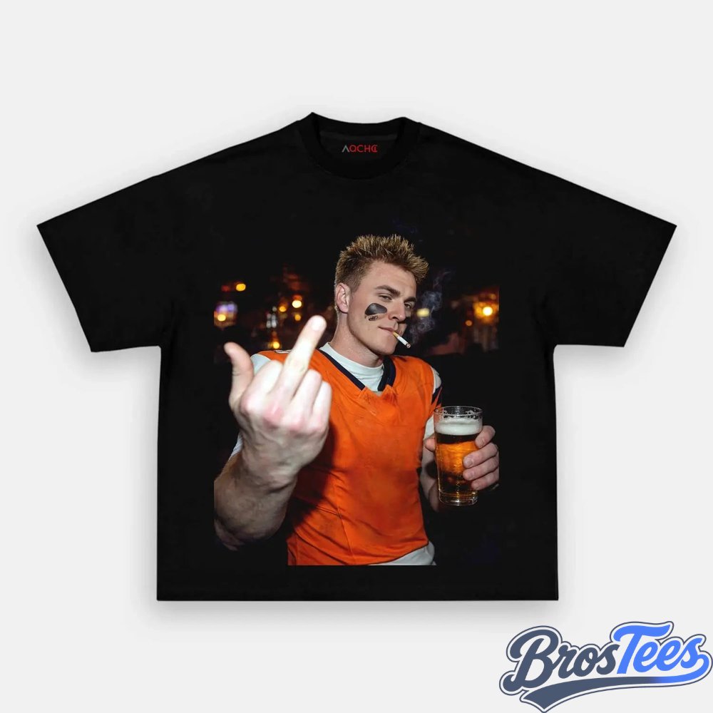 Denver Broncos Bo Nix Drinking & Middle Finger Tee