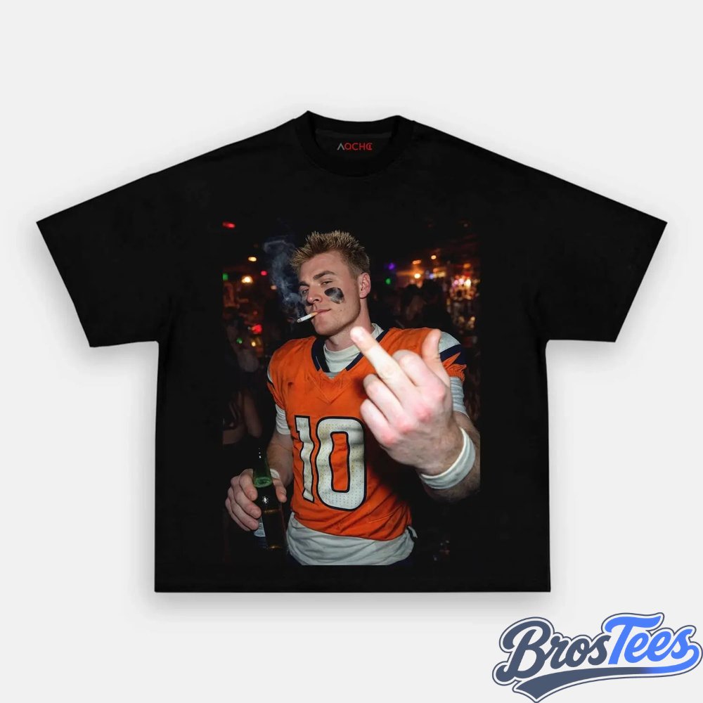 Denver Broncos Bo Nix Drinking & Middle Finger Tee