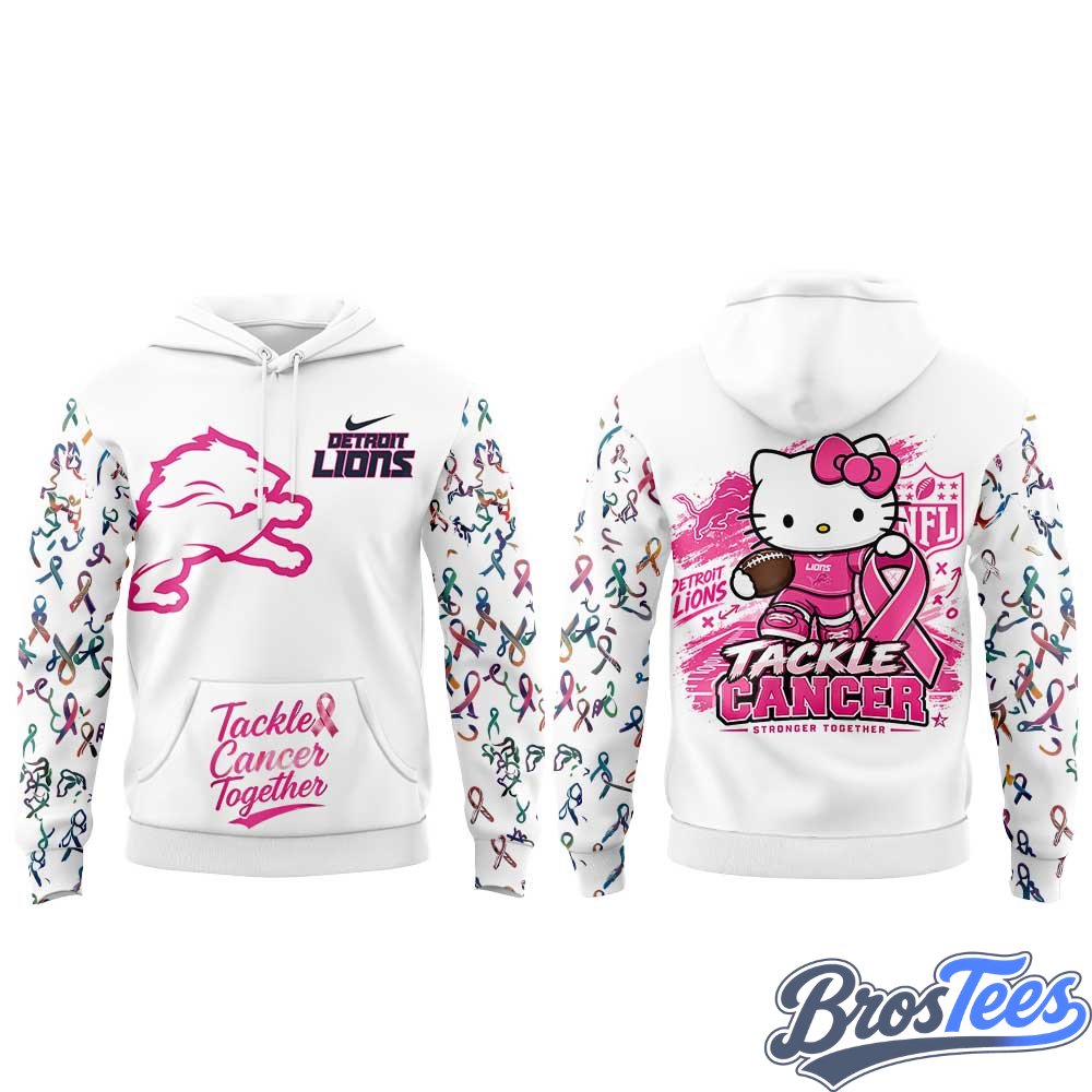 Detroit Lions Breast Cancer Awareness x Hello Kitty Tackle Cancer Together Hoodie