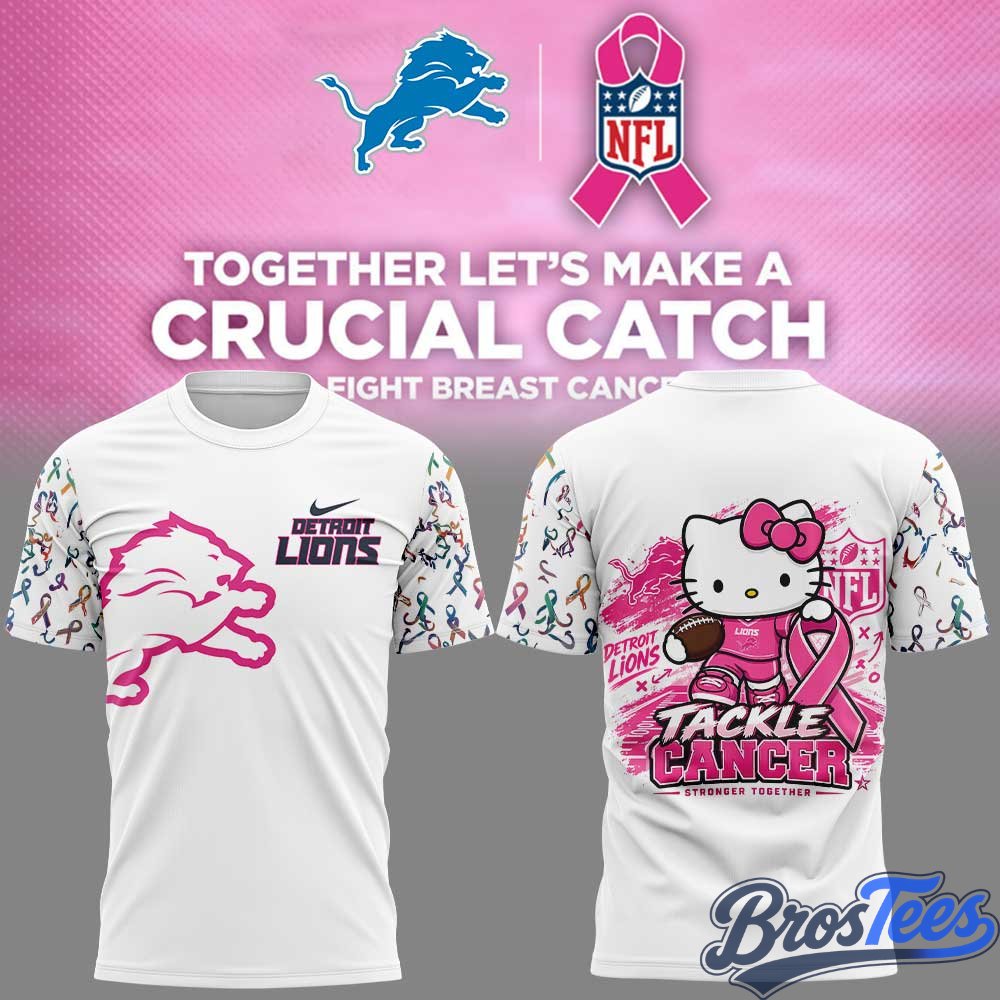 Detroit Lions Breast Cancer Awareness x Hello Kitty Tackle Cancer Together Shirt