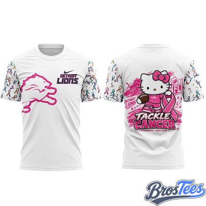 Detroit Lions Breast Cancer Awareness x Hello Kitty Tackle Cancer Together Shirt