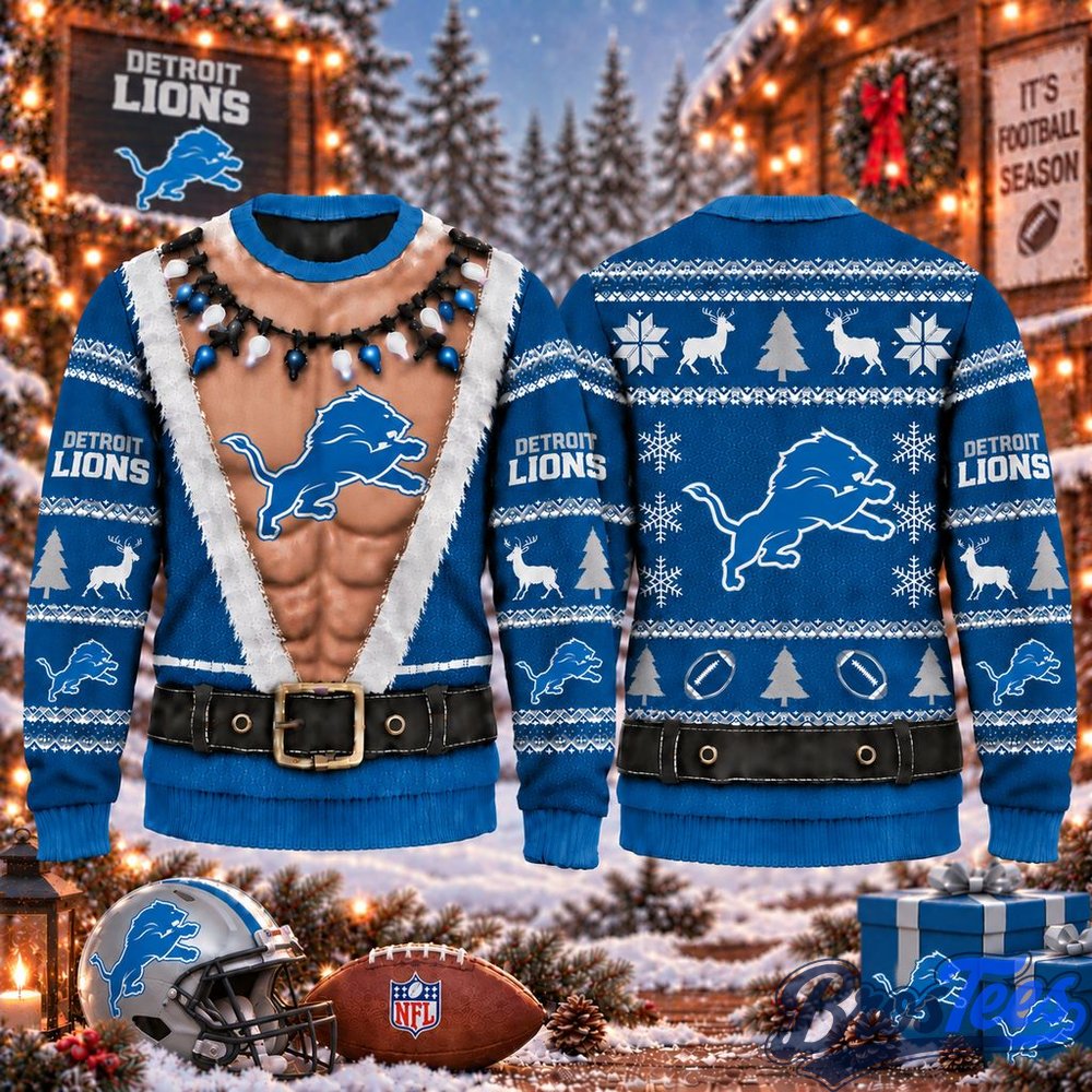 Detroit Lions Funny Body Christmas Ugly Sweater