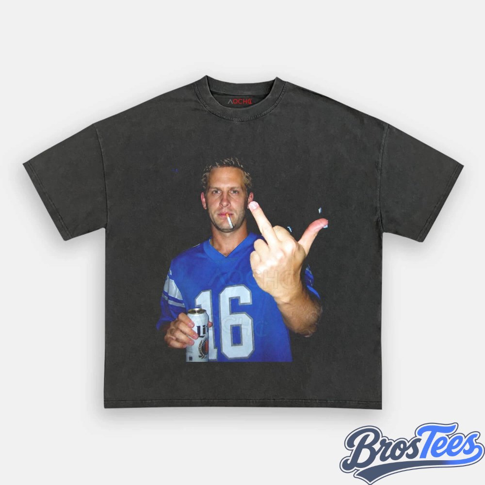 Detroit Lions Jared Goff Drinking & Middle Finger Tee