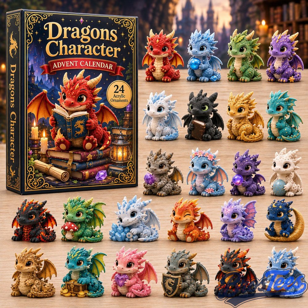 Dragon Character Advent Calendar 2026 - 24-Day Countdown, Acrylic Charms
