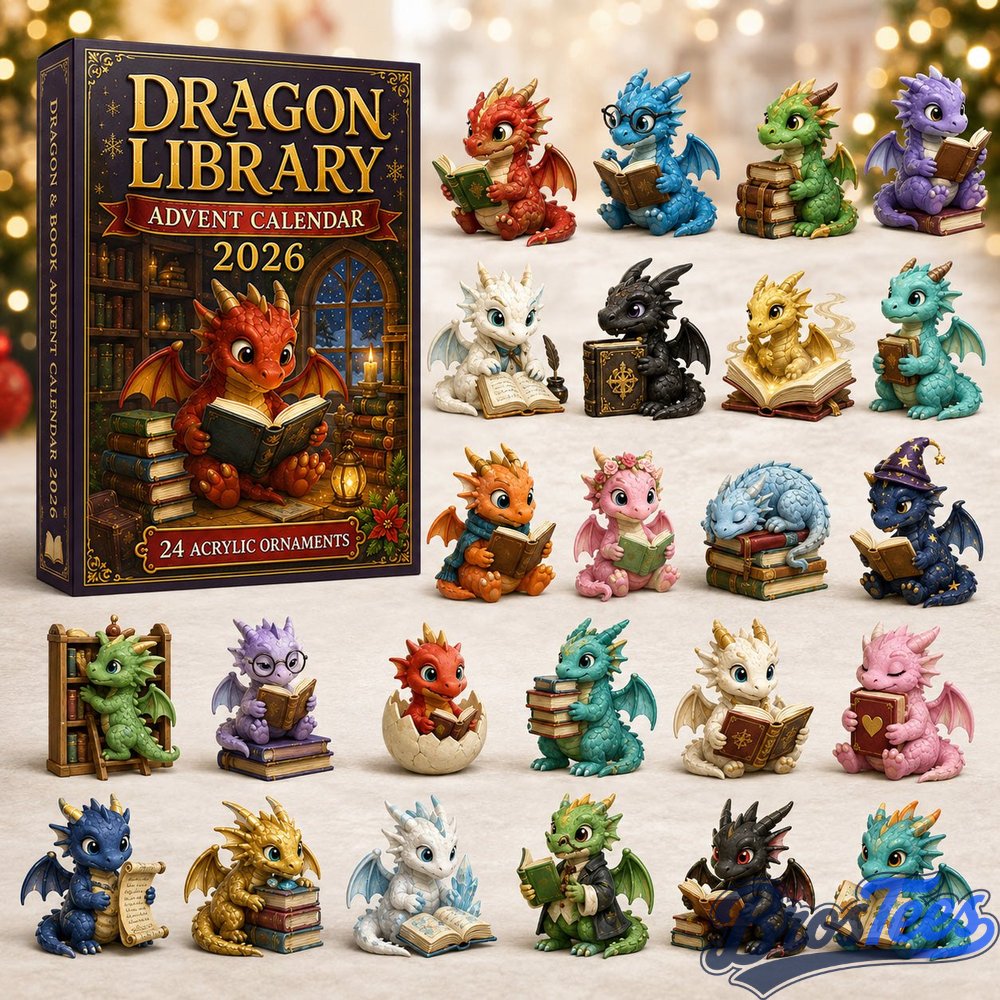 Dragon Library Advent Calendar 2026 - 24-Day Countdown, Acrylic Charms