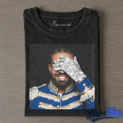 Drake Blue Military Jacket Rhinestone Glove Tee
