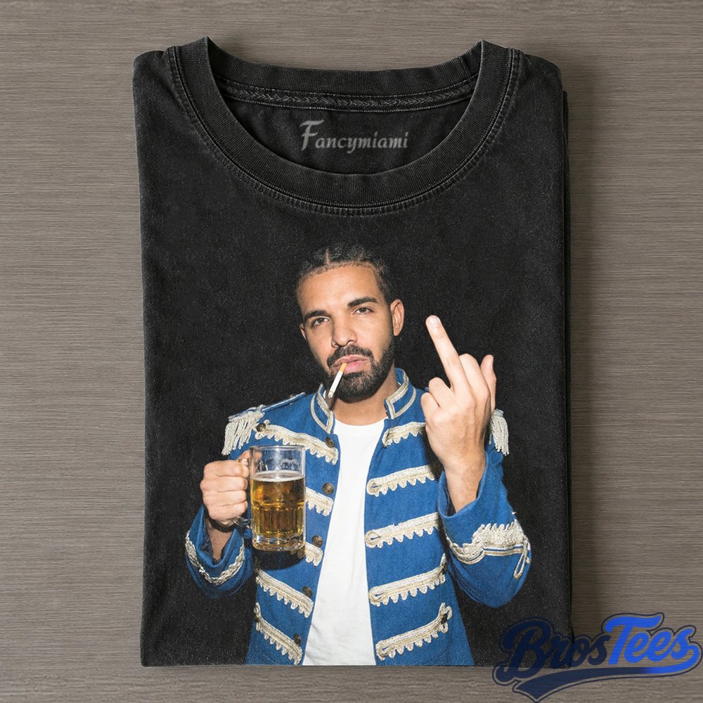 Drake Blue Military Jacket Rhinestone Glove Tee