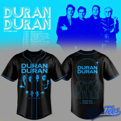 Duran Duran October 2026 Tour Baseball Jersey