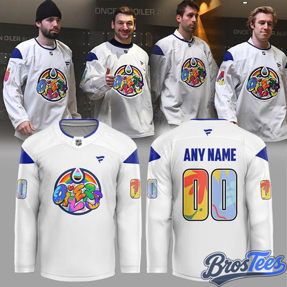 Edmonton Oilers Celebrating Pride Hockey Jersey Custom