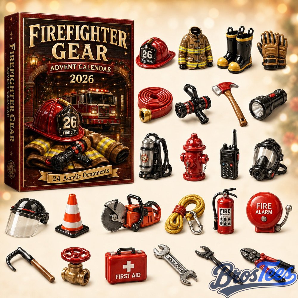 Firefighter Gear Red Advent Calendar 2026 - 24-Day Countdown, Acrylic Charms