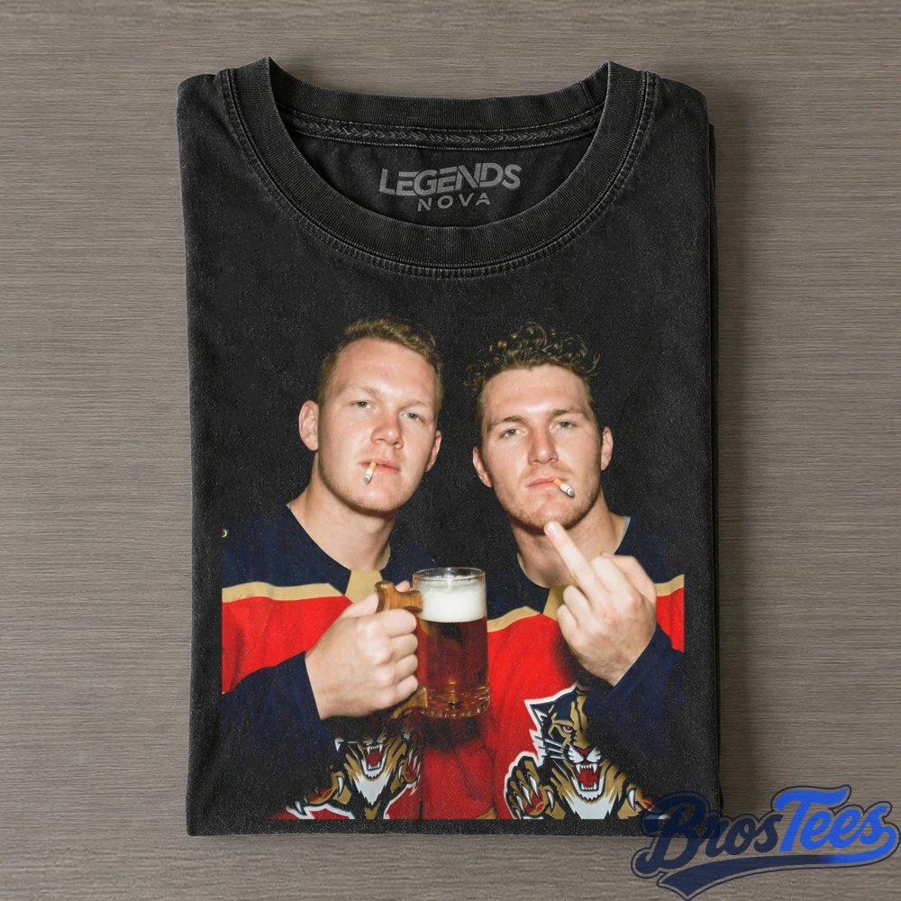 Florida Panthers Matthew Tkachuk and Brady Tkachuk Smoking Drinking Beer and Middle Finger Tee