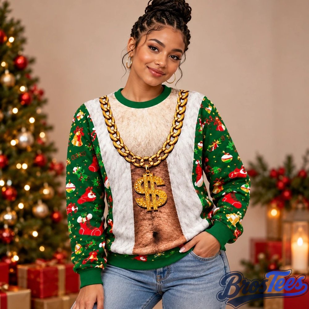 Hairy Golden Chain Funny Christmas 2026 Ugly Sweater