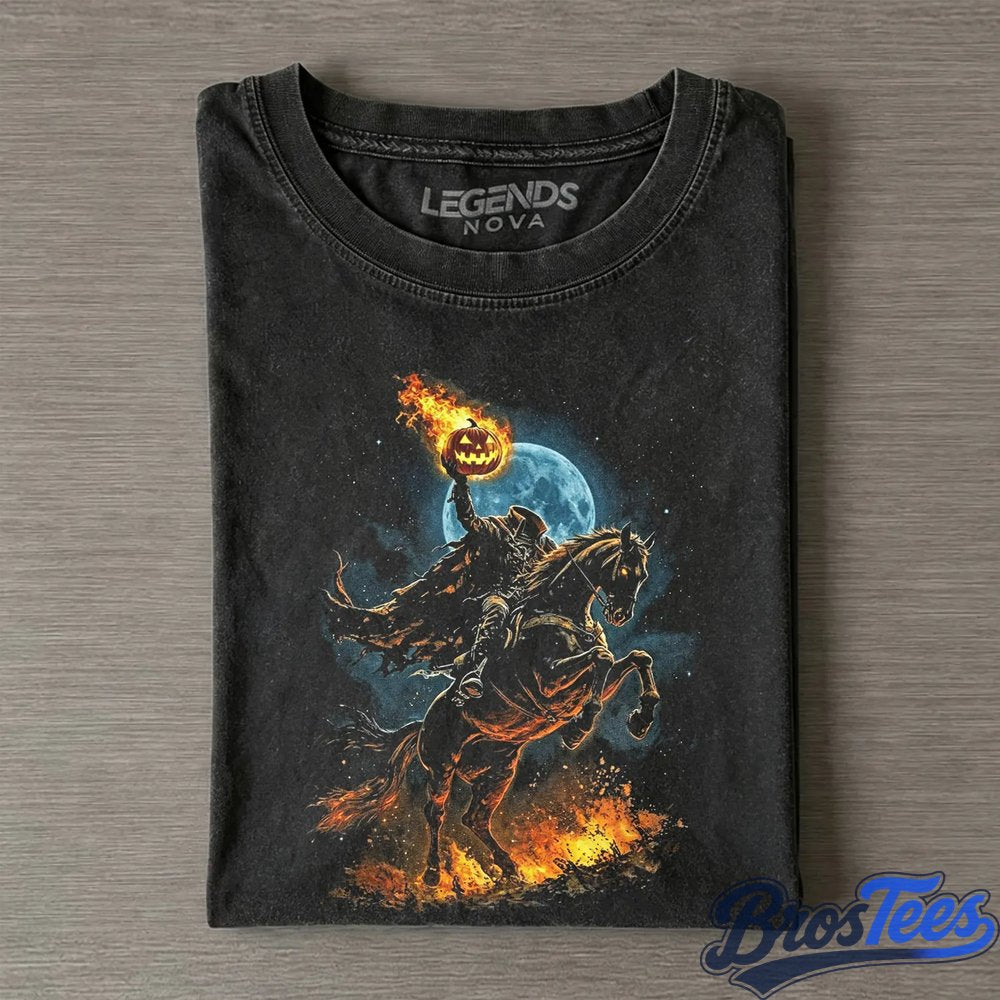 Headless Horseman Flaming Pumpkin Ride Tee