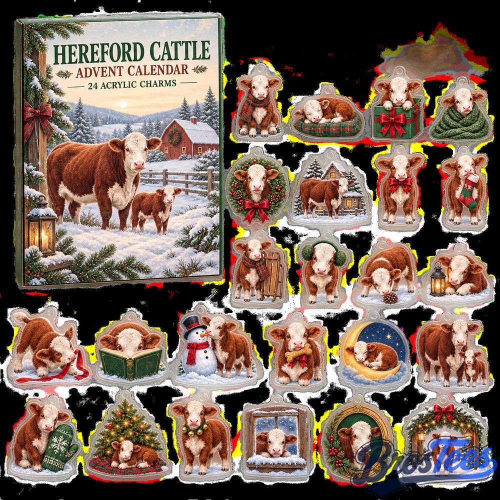 Hereford Cattle Winter Advent Calendar - 24 Acrylic Charms