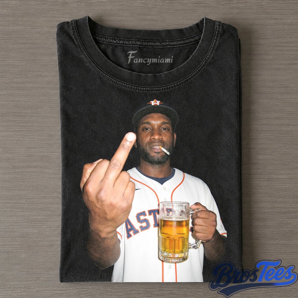 Houston Astros Yordan Alvarez Smoking Drinking Beer and Middle Finger Tee