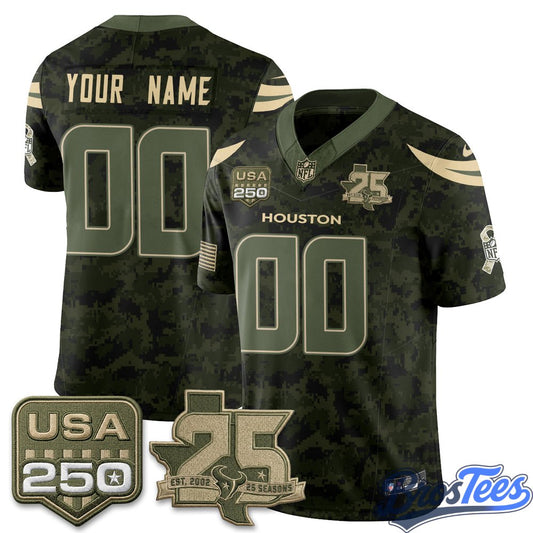 Houston Texans 2026 Salute to Service Edition Custom Football Jersey