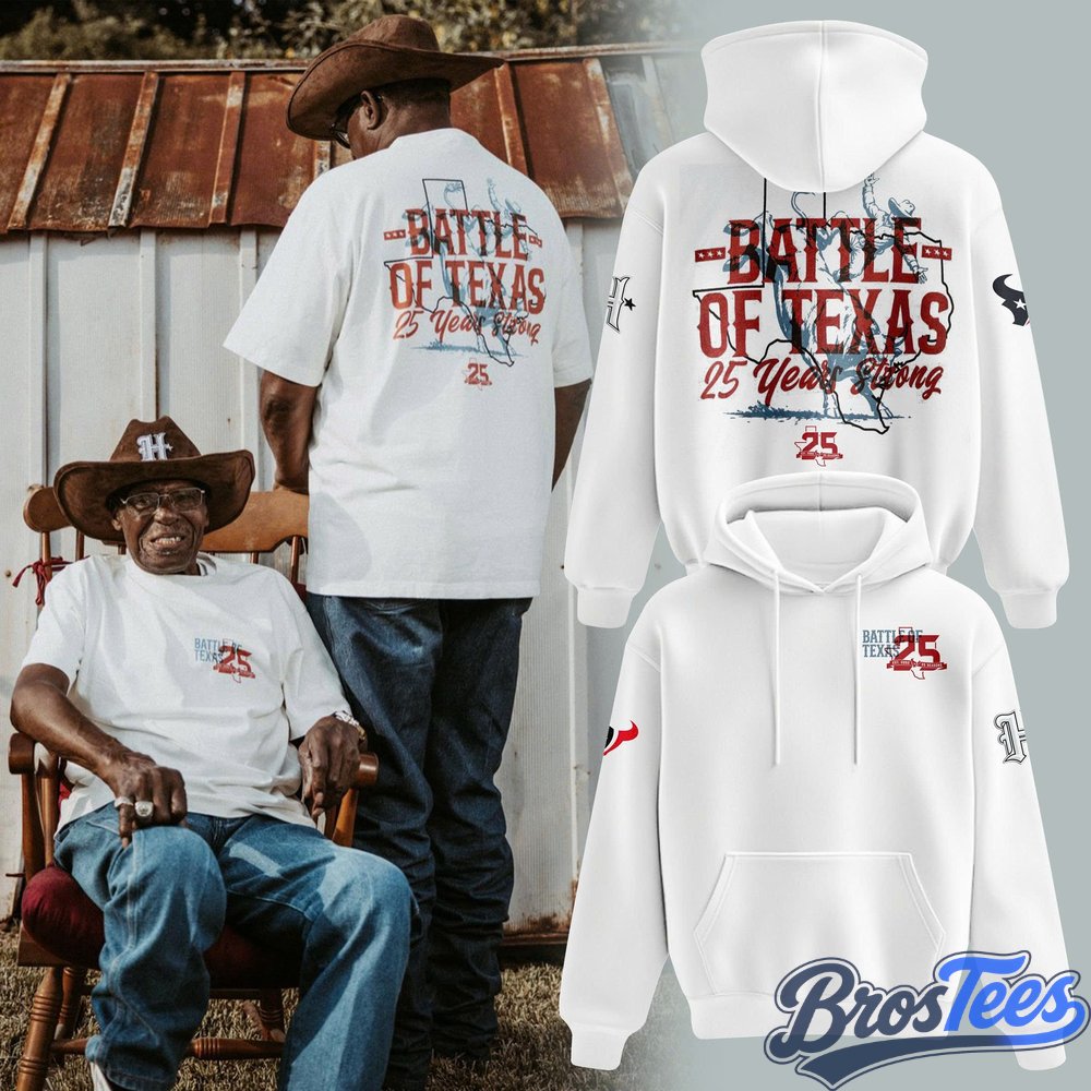Houston Texans Battle of Texas 25 Years Strong Texas Rivalry Hoodie