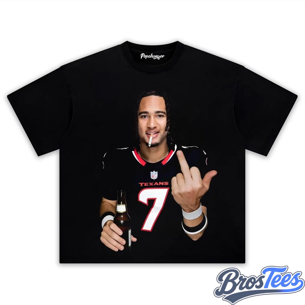 Houston Texans C.J. Stroud Drinking & Middle Finger Tee